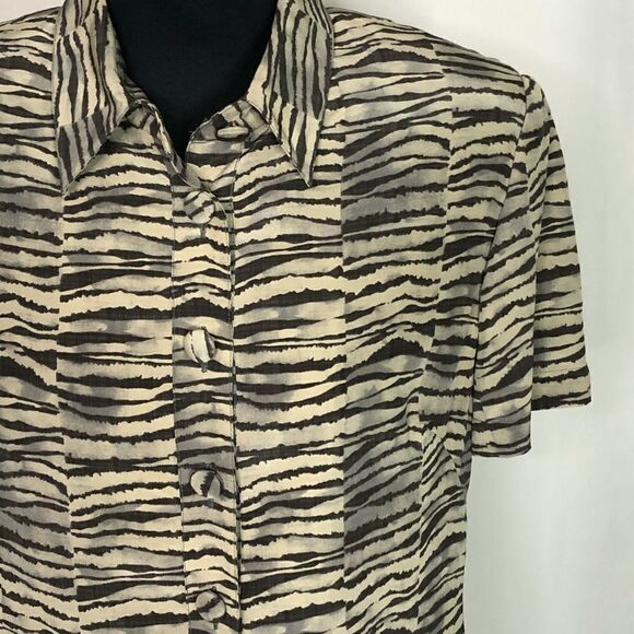 Adrianna Papell Silk Animal Print Blouse - Womens 8P - Picture 5 of 6